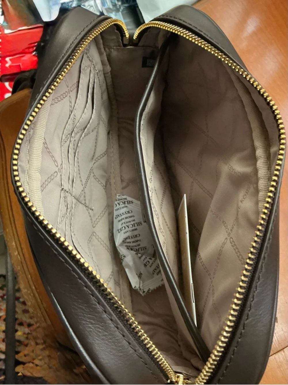 Michael Kors Jet Set Brown and Gold MK Monogram Crossbody Camera Bag - Picture 5 of 7
